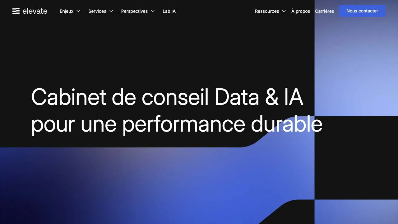 Startseite der Website der Agentur für Daten und Marketingtechnologie Elevate