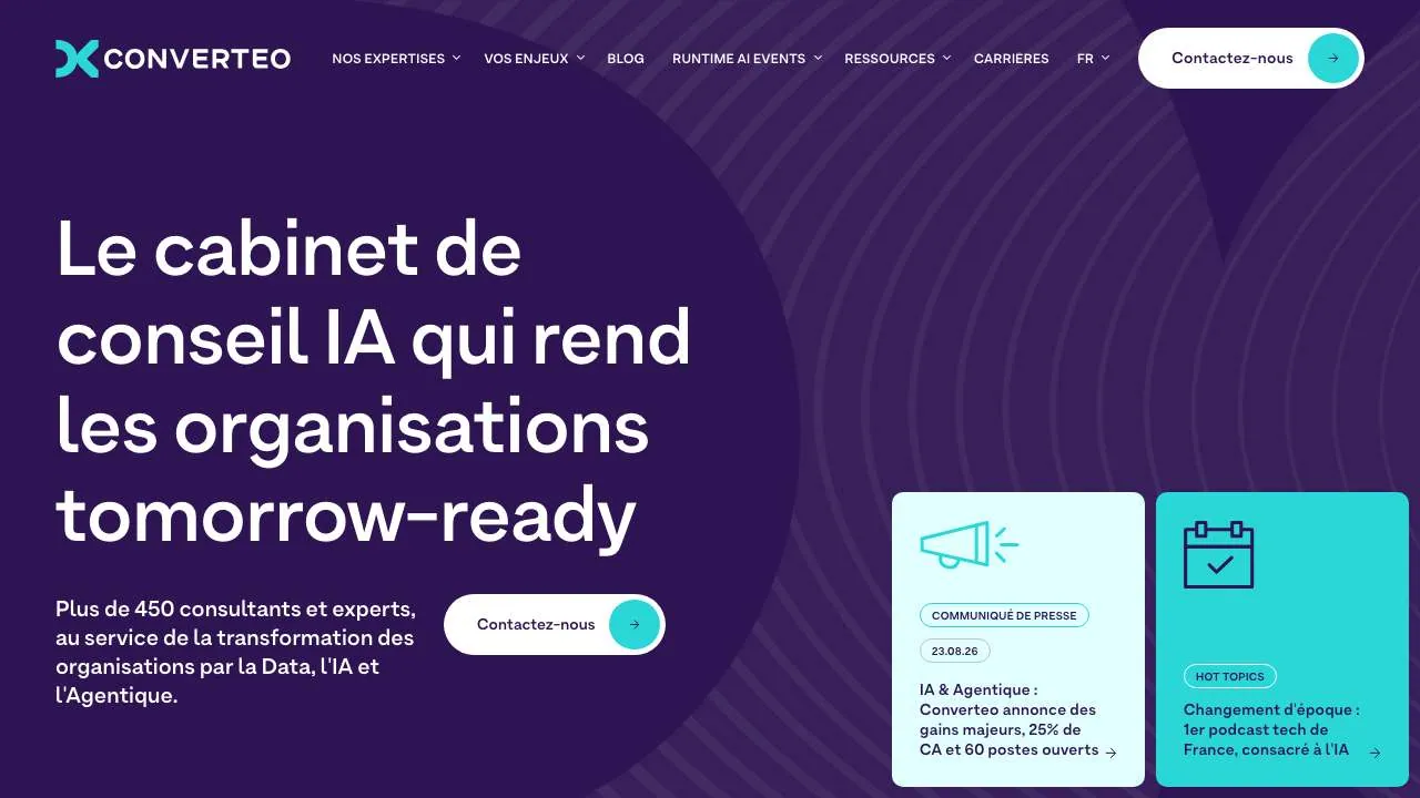Startseite der Website der Datenberatung Converteo