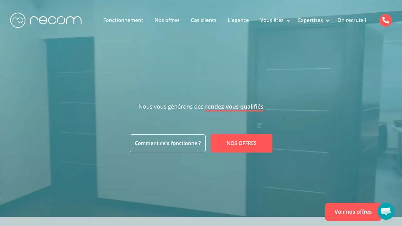Startseite der Website der B2B-Vertriebsagentur ReCom