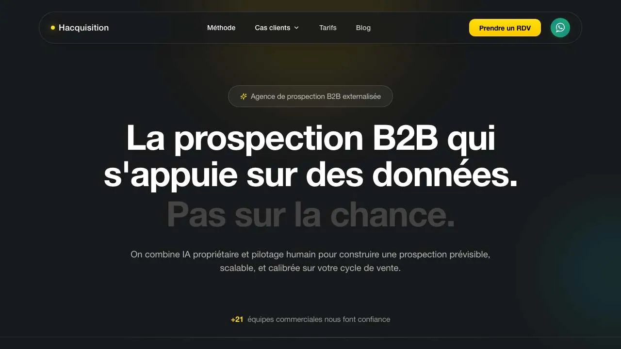Startseite der Website der B2B-Akquiseagentur Hacquisition