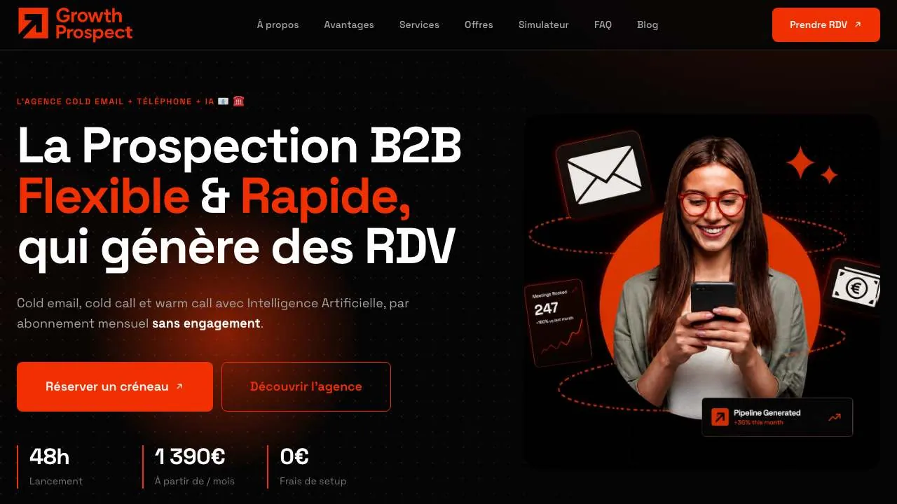 Startseite der Website der Cold-Email-Agentur Growth Prospect