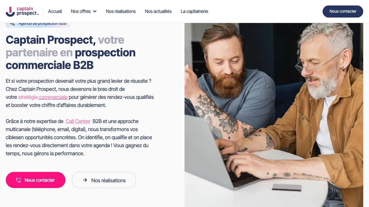Startseite der Website der B2B-Vertriebsagentur Captain Prospect