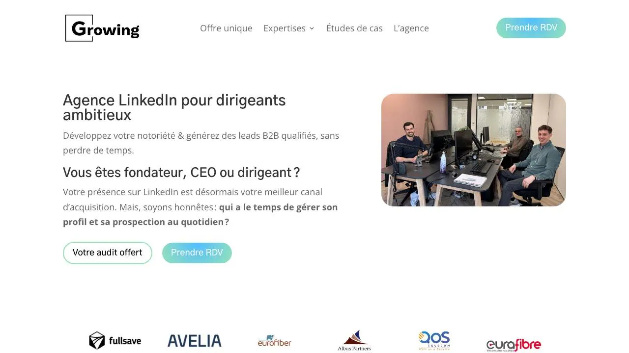 Startseite der Website der LinkedIn-Agentur Growing