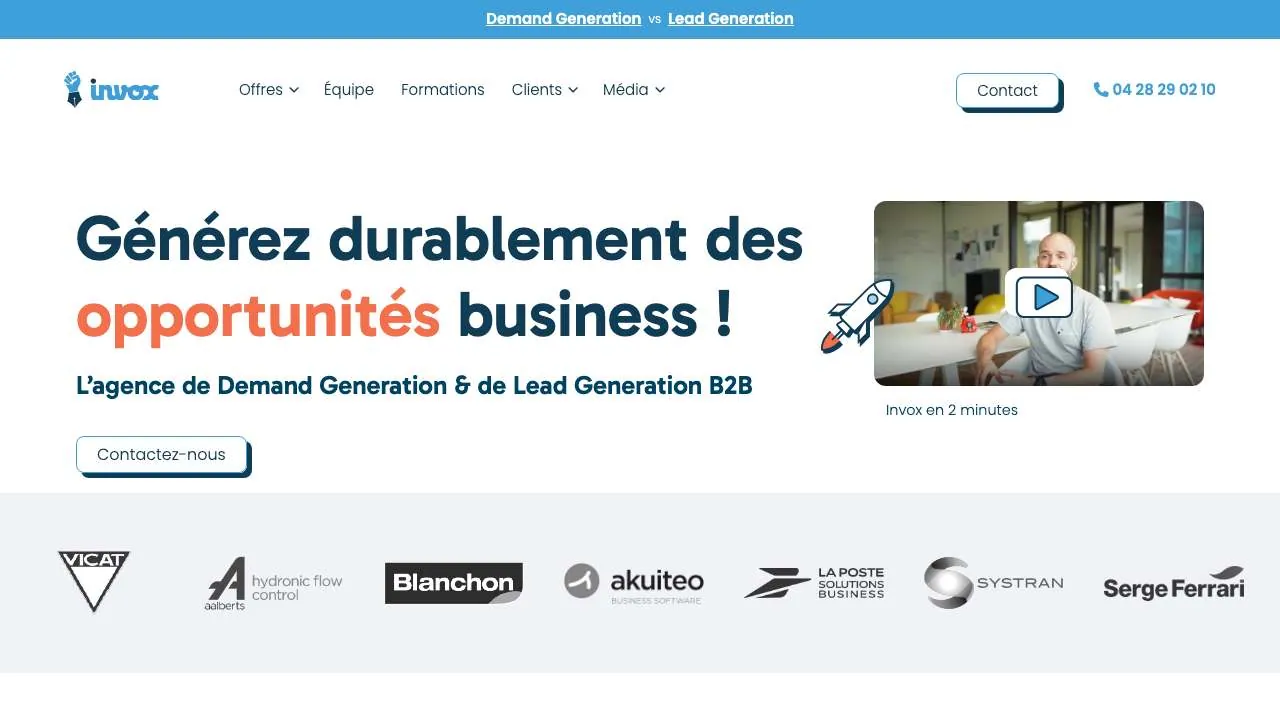 Startseite der Website der Demand-Generation-Agentur Invox