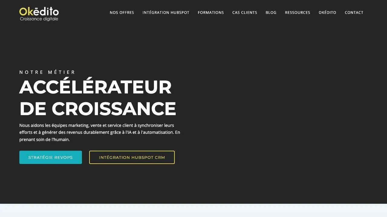 Startseite der Website der Revenue-Operations-Beratung Okedito