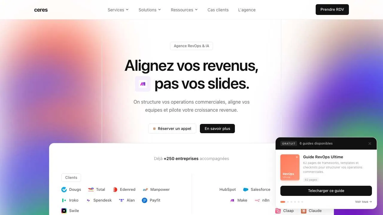 Startseite der Website der Revenue-Operations-Agentur Ceres