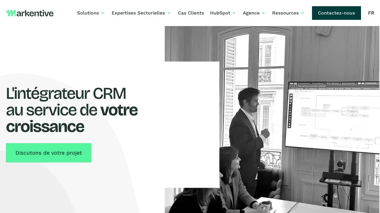 Startseite der Website des CRM-Integrators Markentive