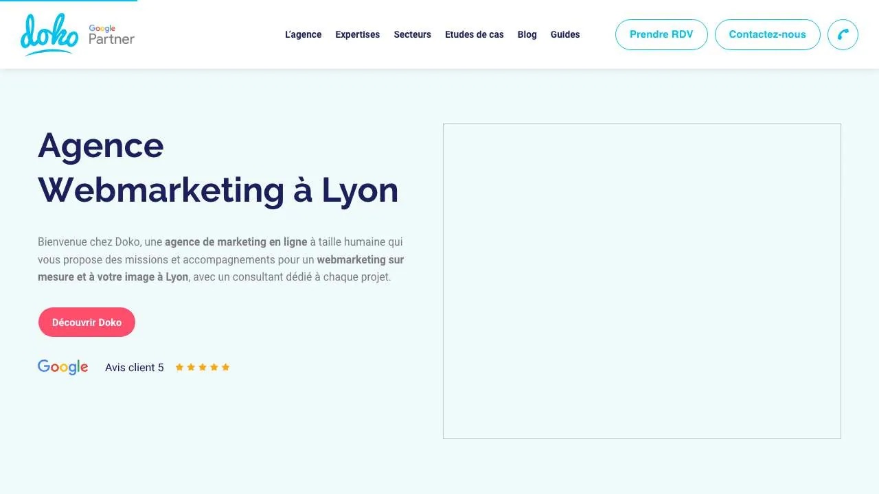 Startseite der Website der Webmarketing-Agentur Doko