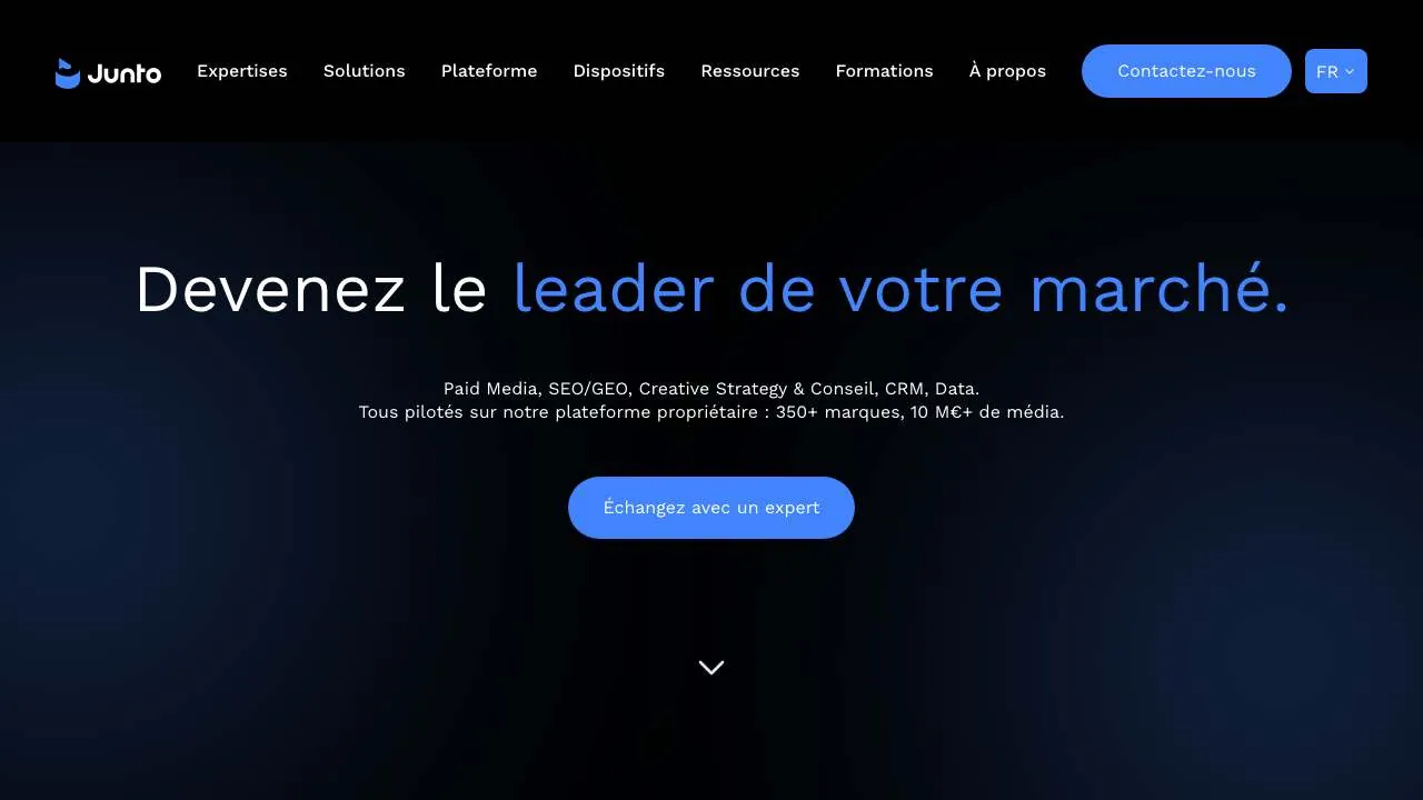 Startseite der Website der Growth-Marketing-Agentur Junto