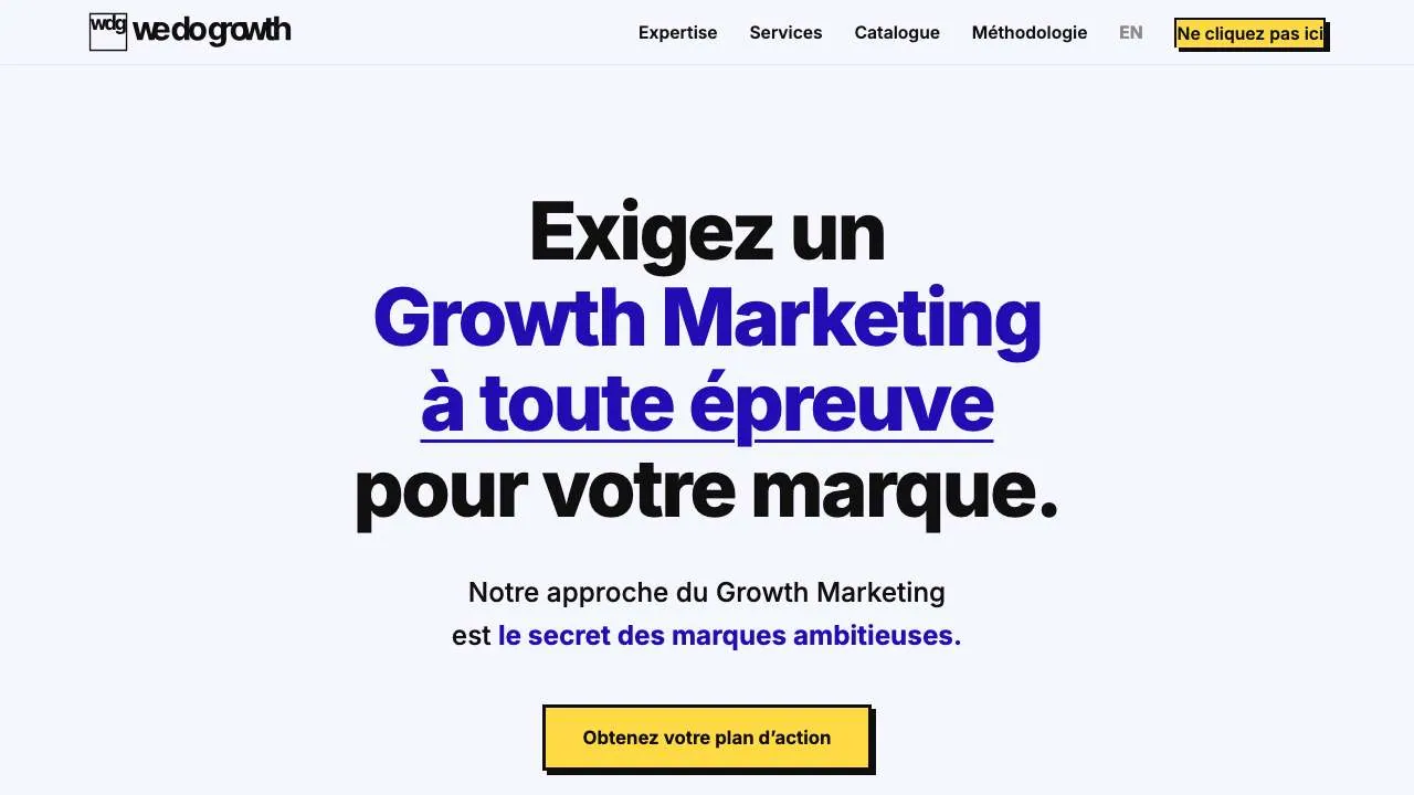 Startseite der Website der Agentur We Do Growth