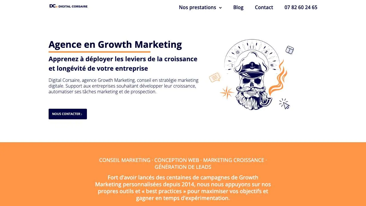 Startseite der Website der Growth-Marketing-Agentur Digital Corsaire