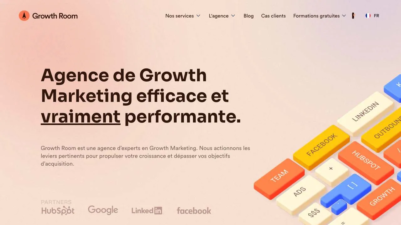 Startseite der Website der Growth-Marketing-Agentur Growth Room