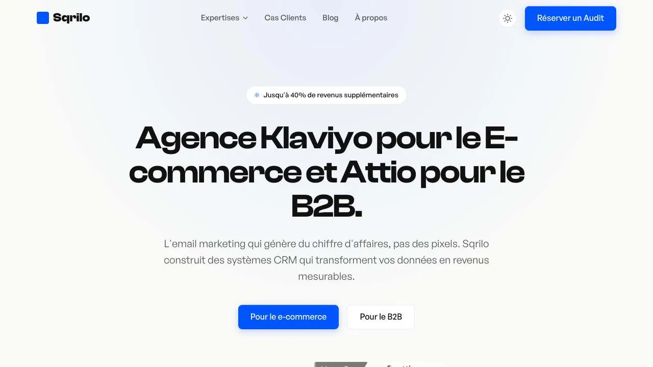 Startseite der Website der CRM- und E-Mail-Marketing-Agentur Sqrilo