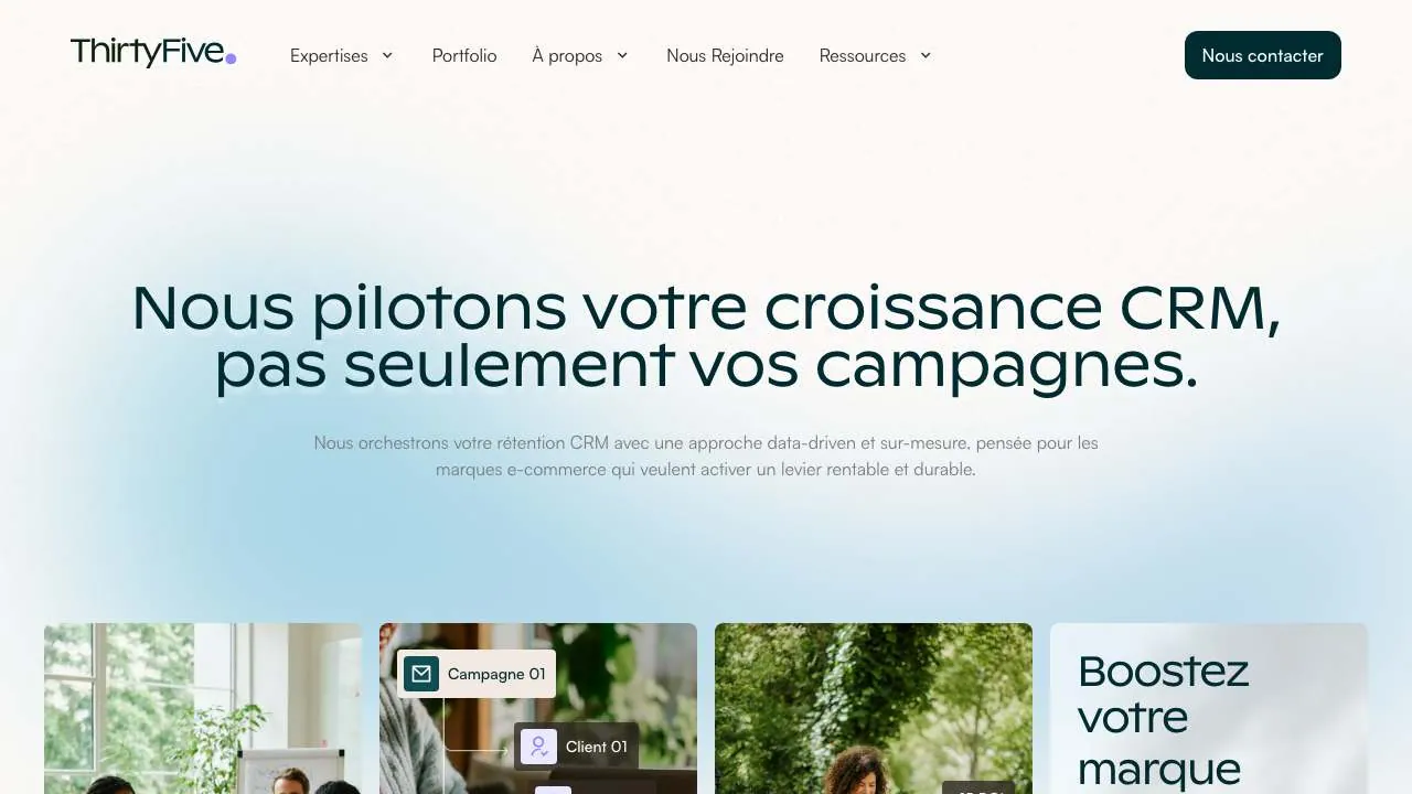 Startseite der Website der E-Commerce-CRM-Agentur ThirtyFive