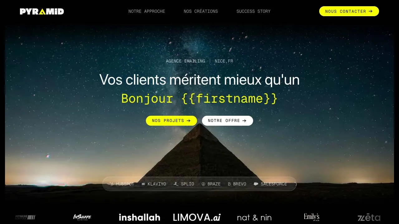 Startseite der Website der E-Mail-Agentur Pyramid