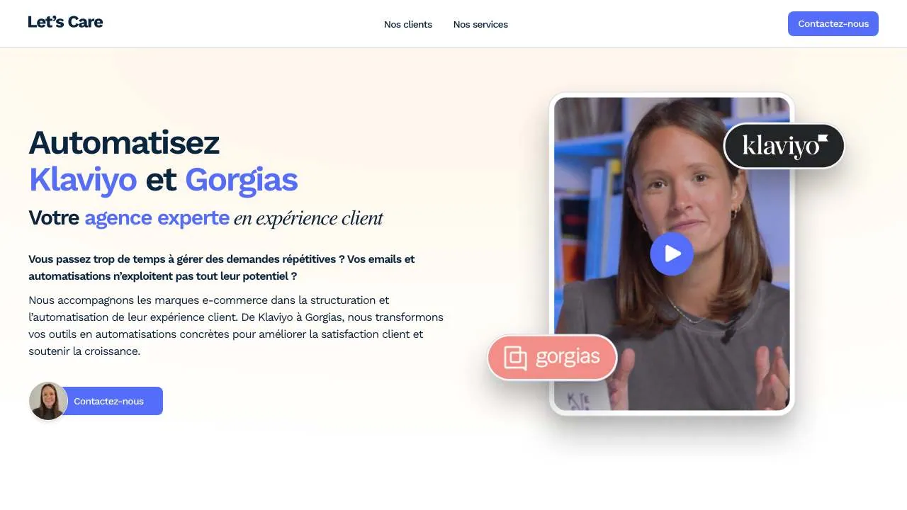 Startseite der Website der CRM- und Kundenservice-Agentur Let's Care