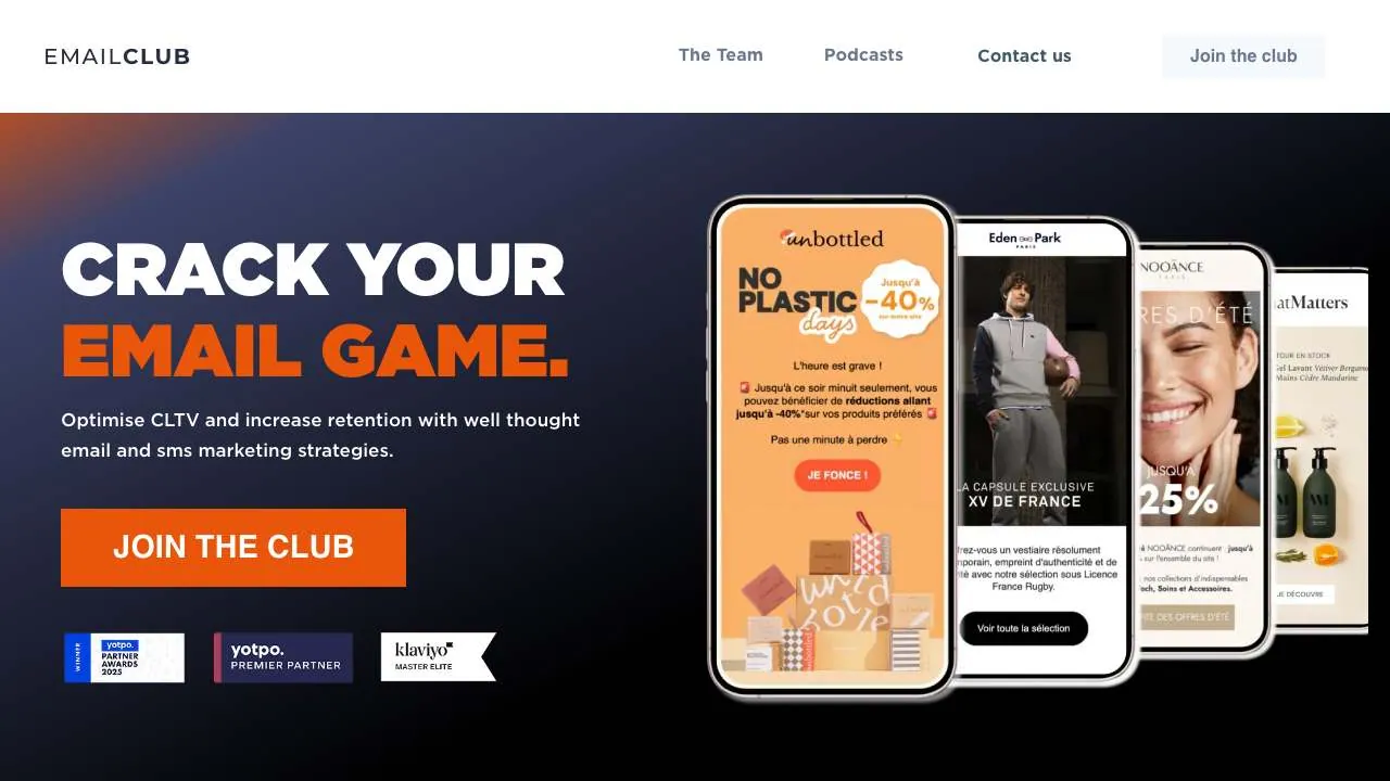 Startseite der Website der CRM-Agentur Email Club