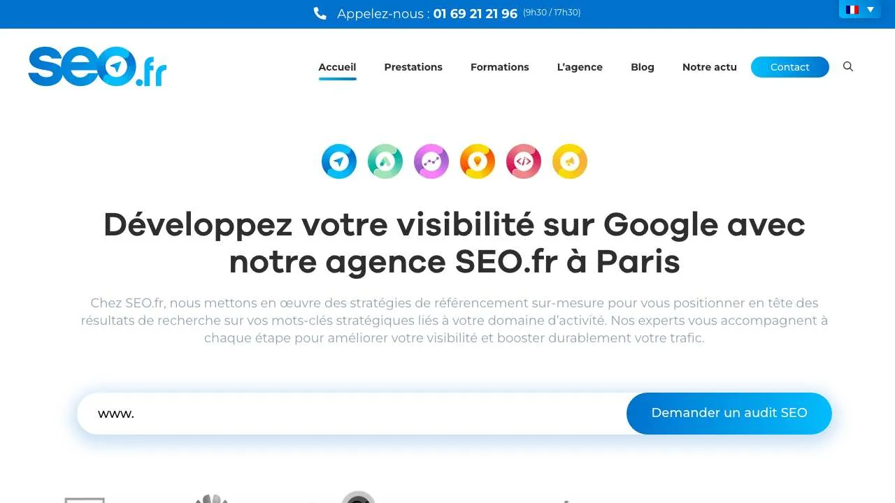 Startseite der Website der Suchagentur SEO.fr