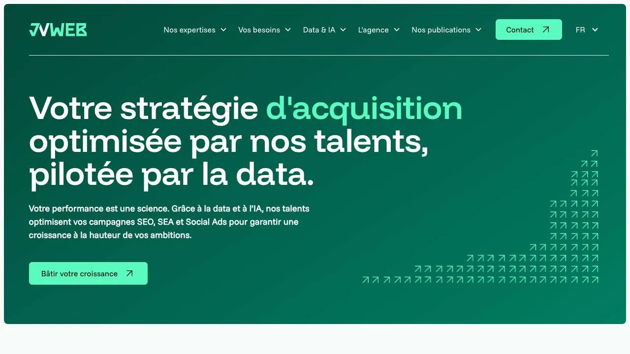 Startseite der Website der Digitalmarketing-Agentur JVWEB