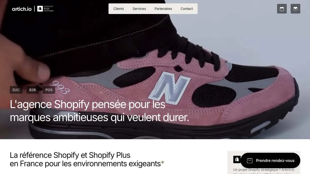 Startseite der Website der Shopify-Agentur Artich