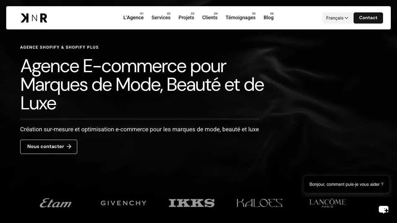 Startseite der E-Commerce-Website der KNR Agency