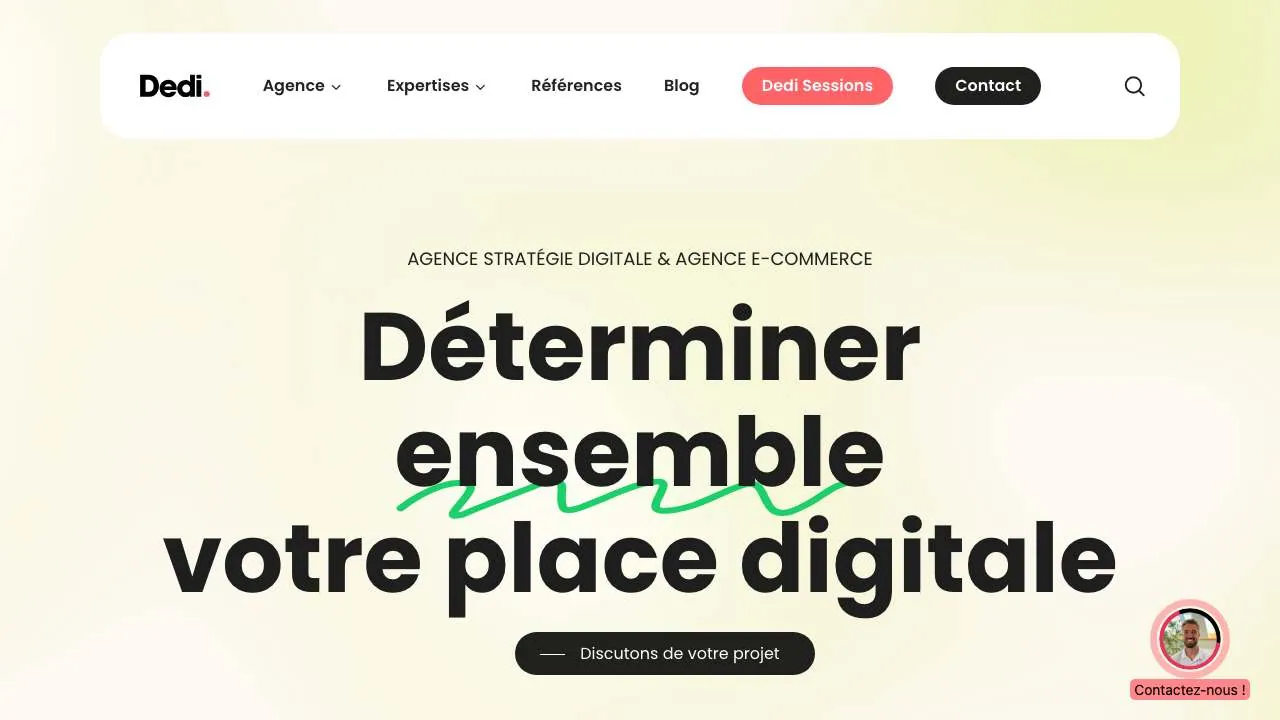Startseite der E-Commerce-Website der Dedi Agency