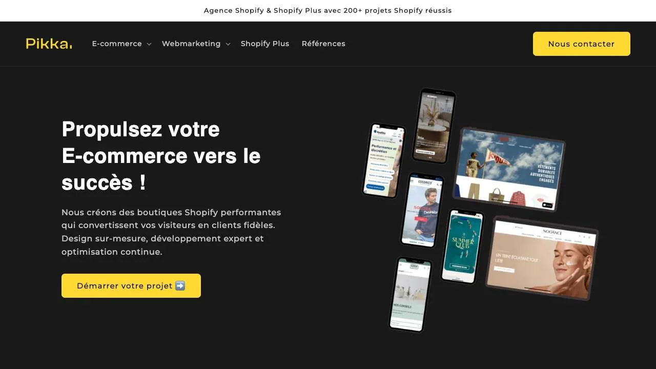 Startseite der Website der Shopify-Agentur Pikka