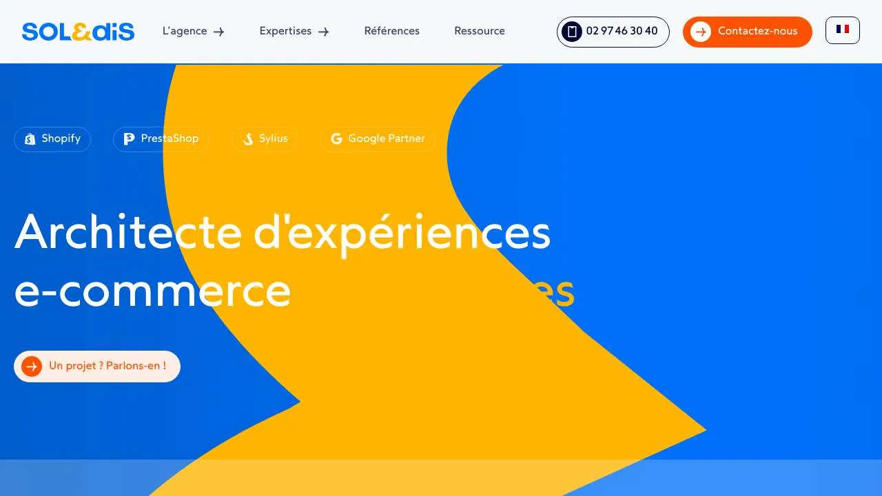 Startseite der Website der E-Commerce-Agentur Soledis