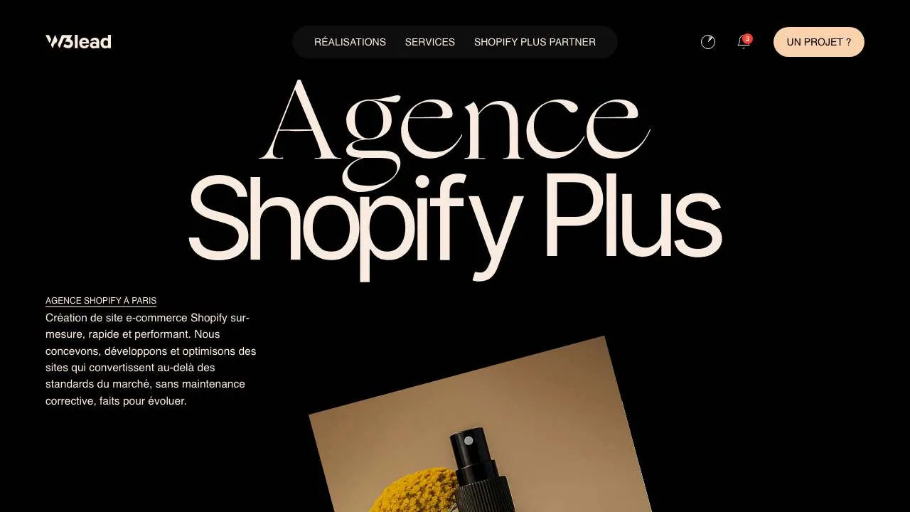 Startseite der Website der Shopify-Agentur W3lead