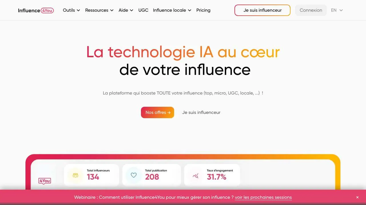 Startseite der Website der Plattform Influence4You