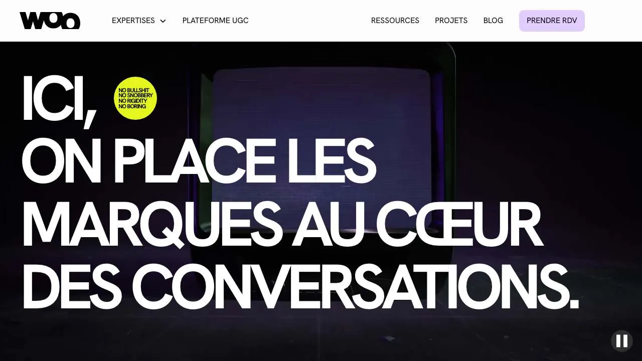 Startseite der Website der Social-Media-Agentur Woo