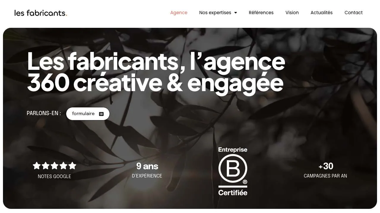 Startseite der Website der Contentagentur Les Fabricants