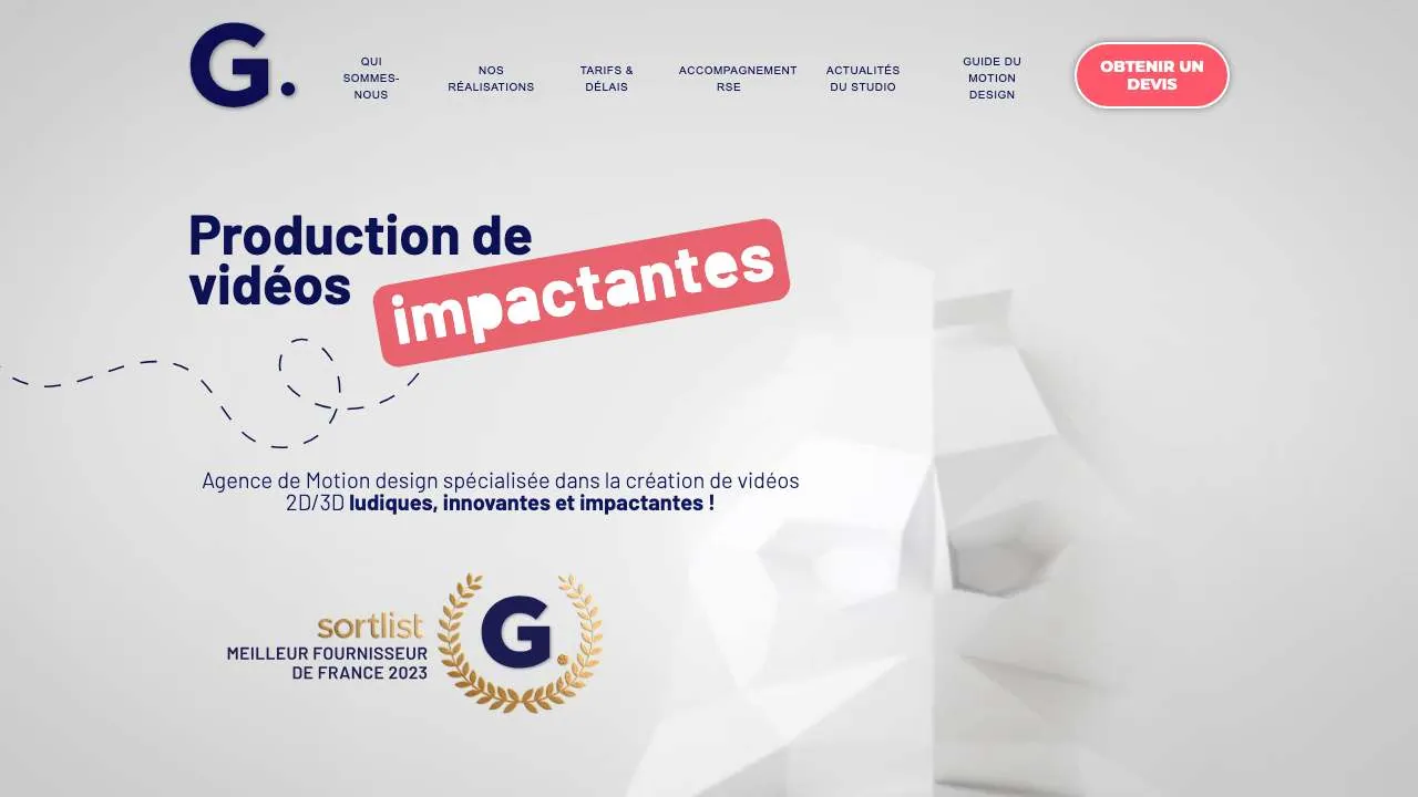 Startseite der Website der Motion-Design-Agentur Gorille