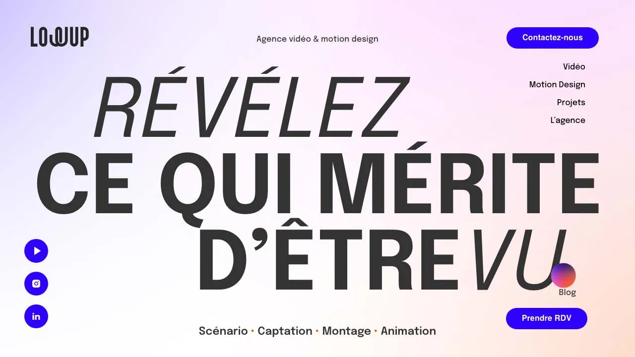 Startseite der Website der Video- und Motion-Design-Agentur Lowup