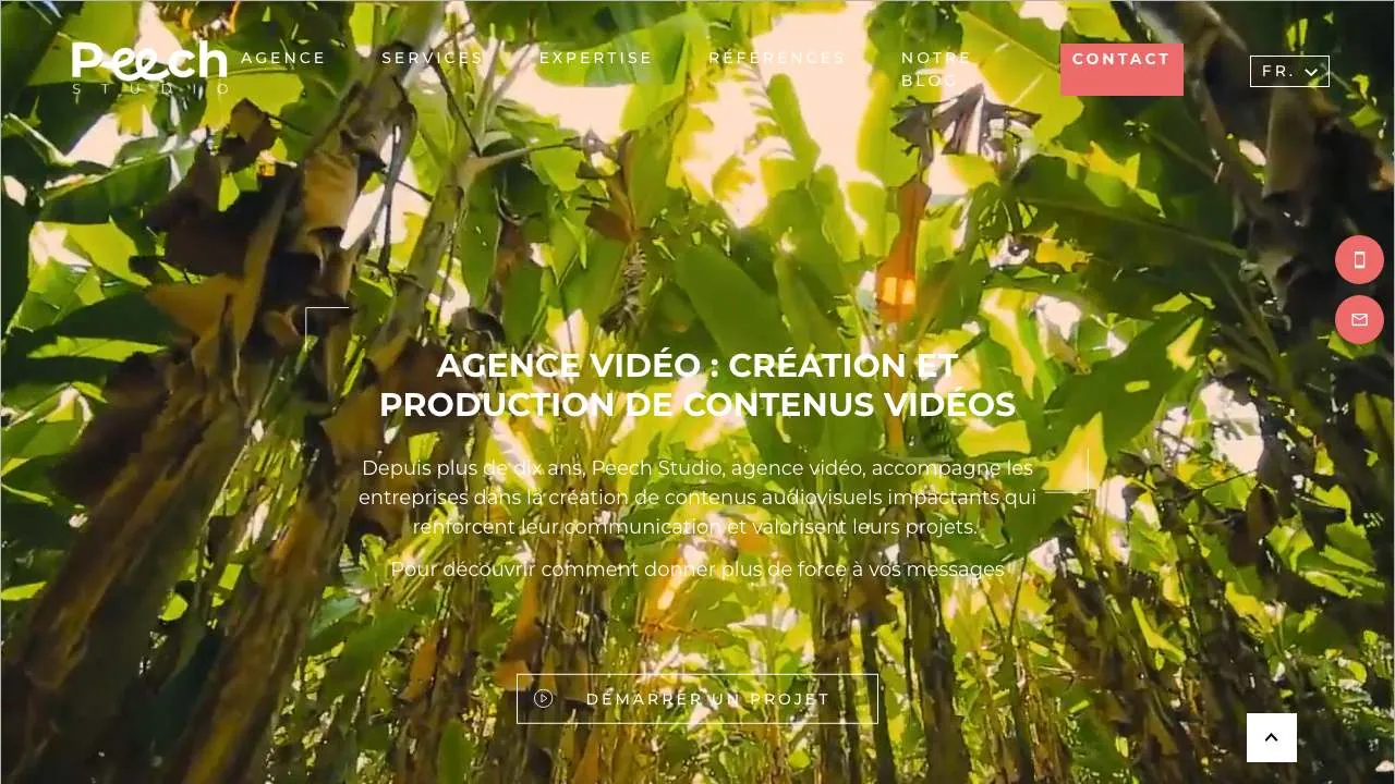 Startseite der Website der B2B-Videoagentur Peech Studio