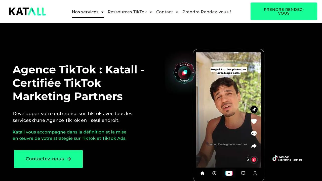 Startseite der Website der TikTok-Agentur Katall