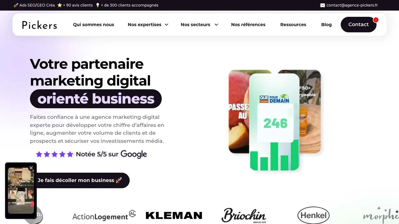 Startseite der Website der Agentur für digitale Akquise Pickers