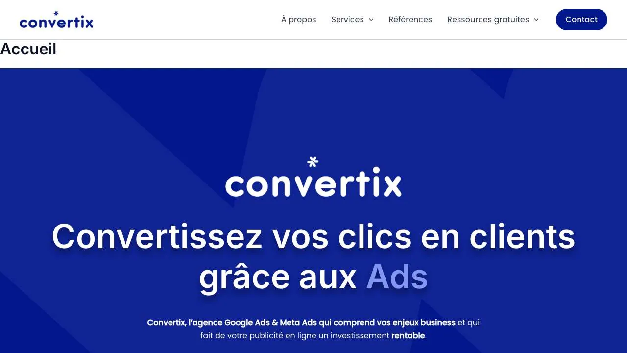 Startseite der Website der Google-Ads-Agentur Convertix