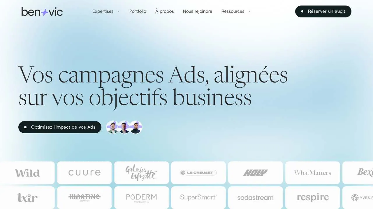Startseite der Website der Paid-Media-Agentur Ben und Vic