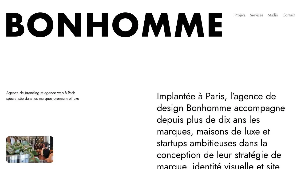 Startseite der Website des Designstudios Bonhomme Paris