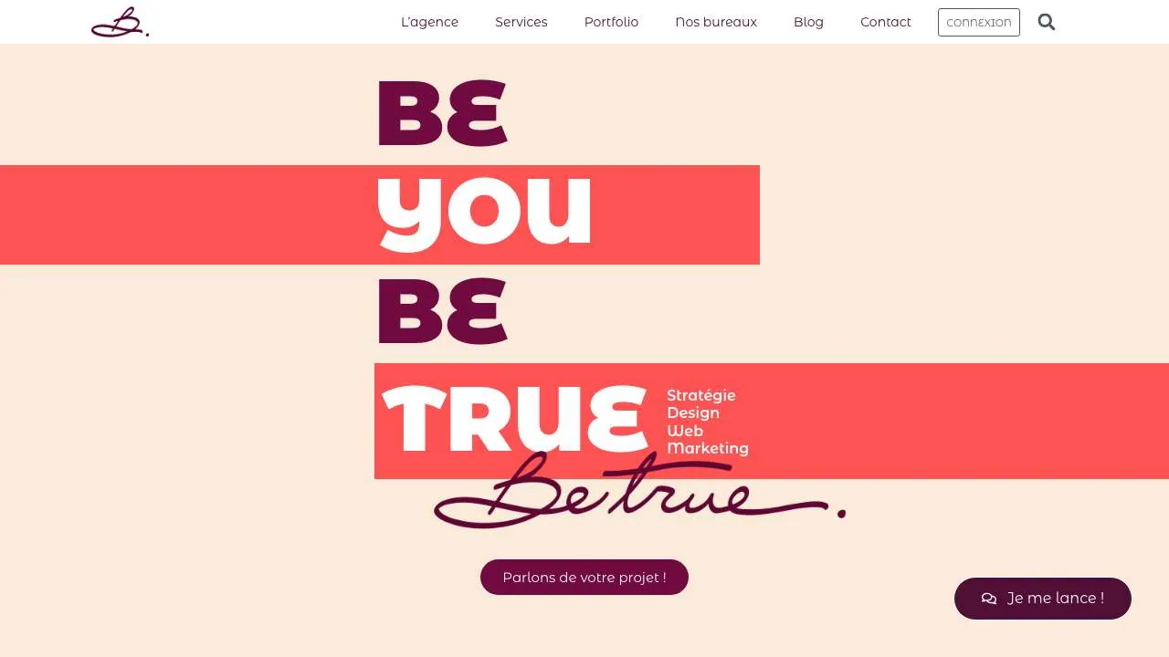 Startseite der Website der Branding-Agentur BeTrue