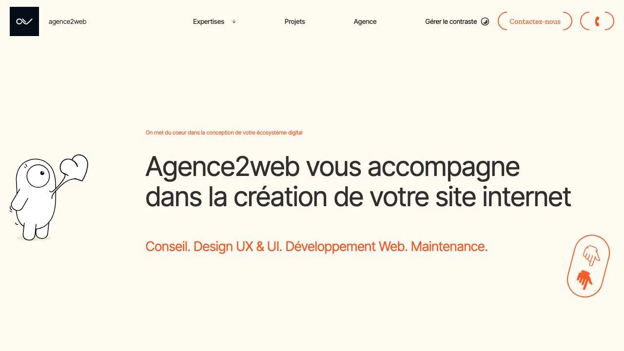 Startseite der Website von Agence2web