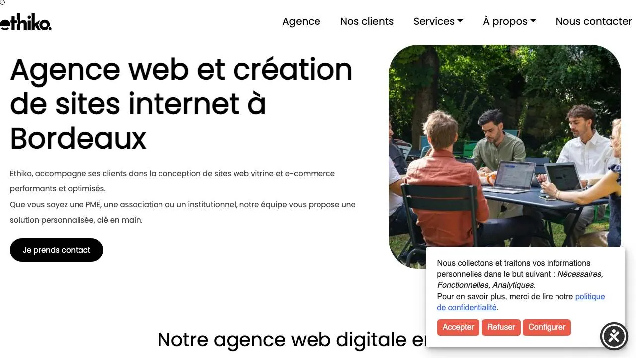Startseite der Website der Webagentur Ethiko