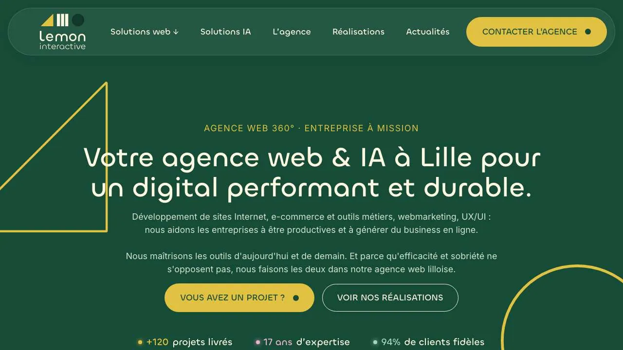 Startseite der Website der Webagentur Lemon Interactive