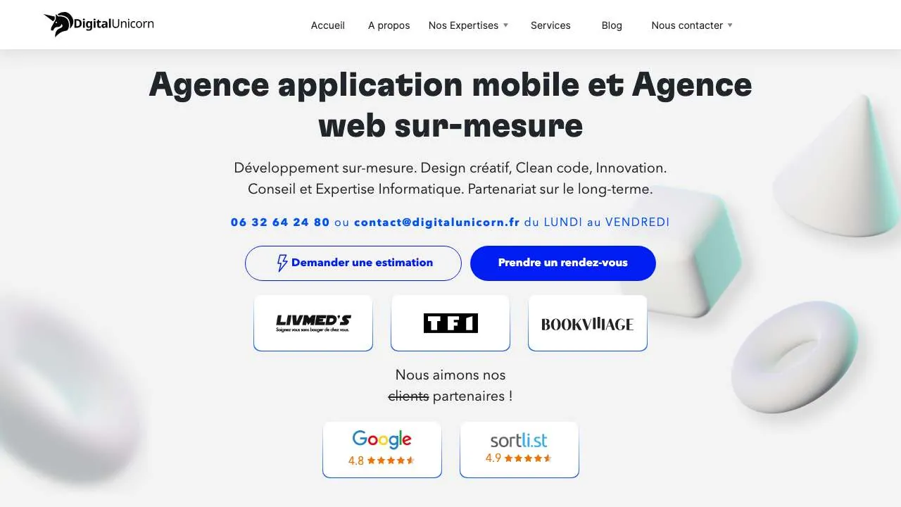 Startseite der Website der Web- und Mobilagentur Digital Unicorn