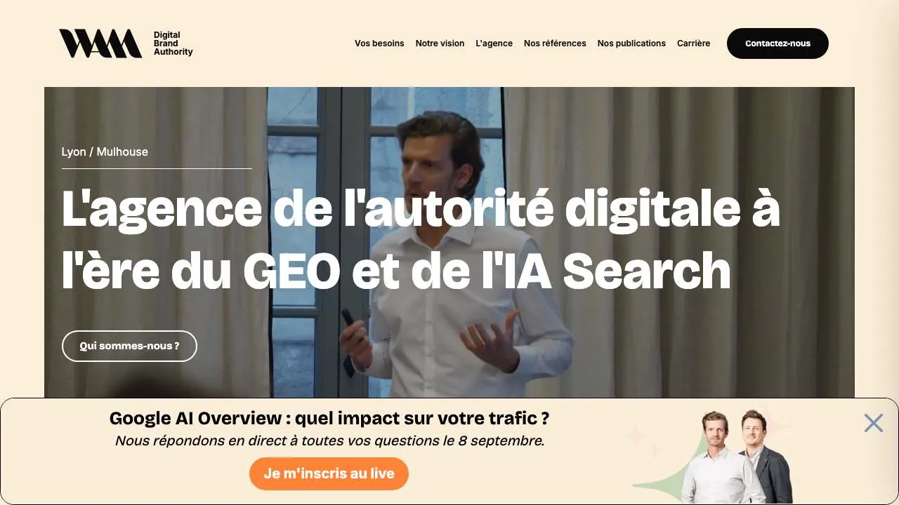 Startseite der Website der Agentur WAM für digitale Autorität