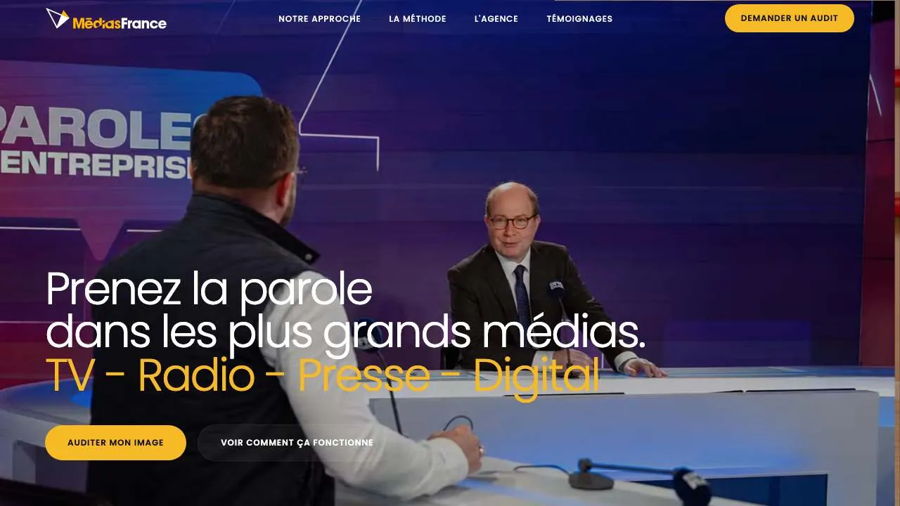 Startseite der Website des Brand-Content-Anbieters Medias France