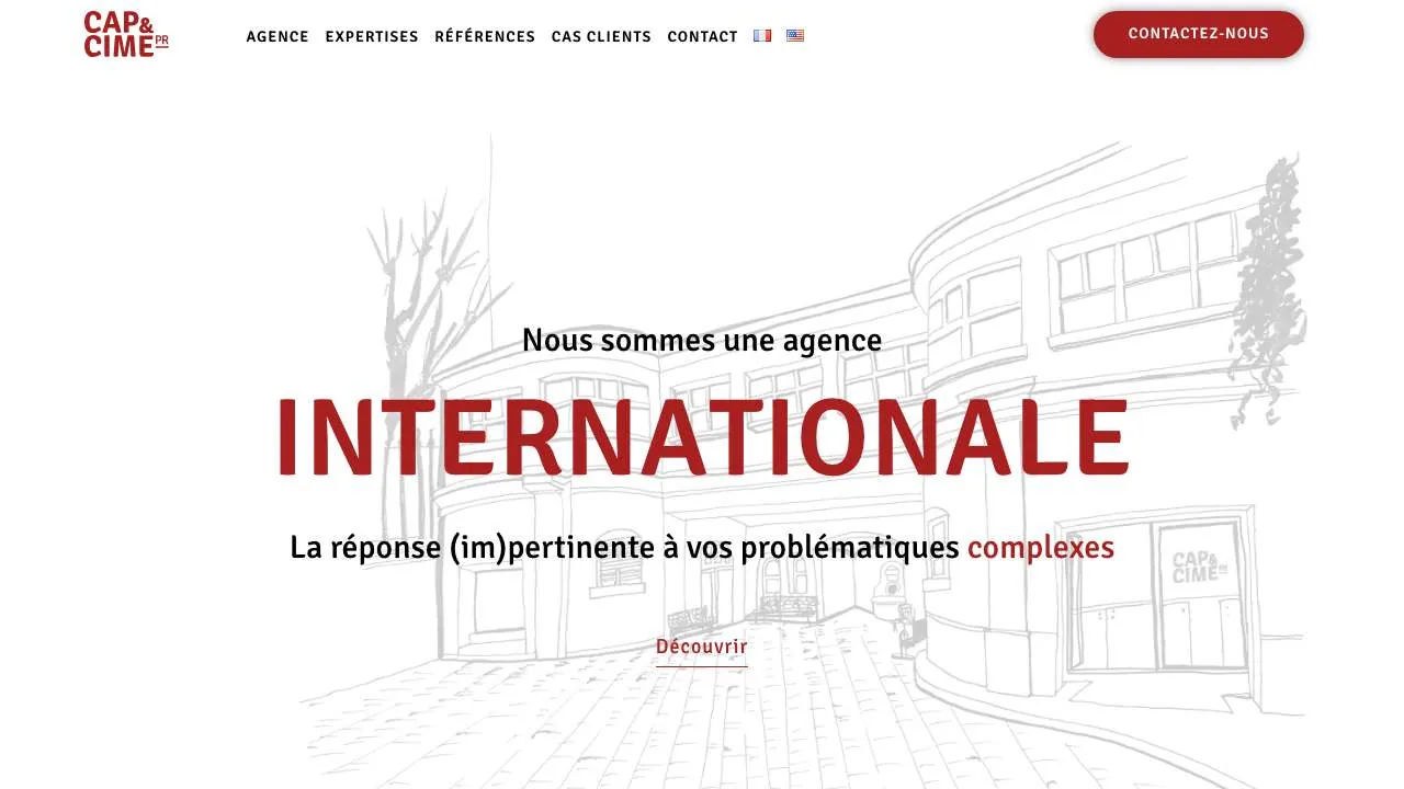 Startseite der Website der Agentur Cap et Cime PR