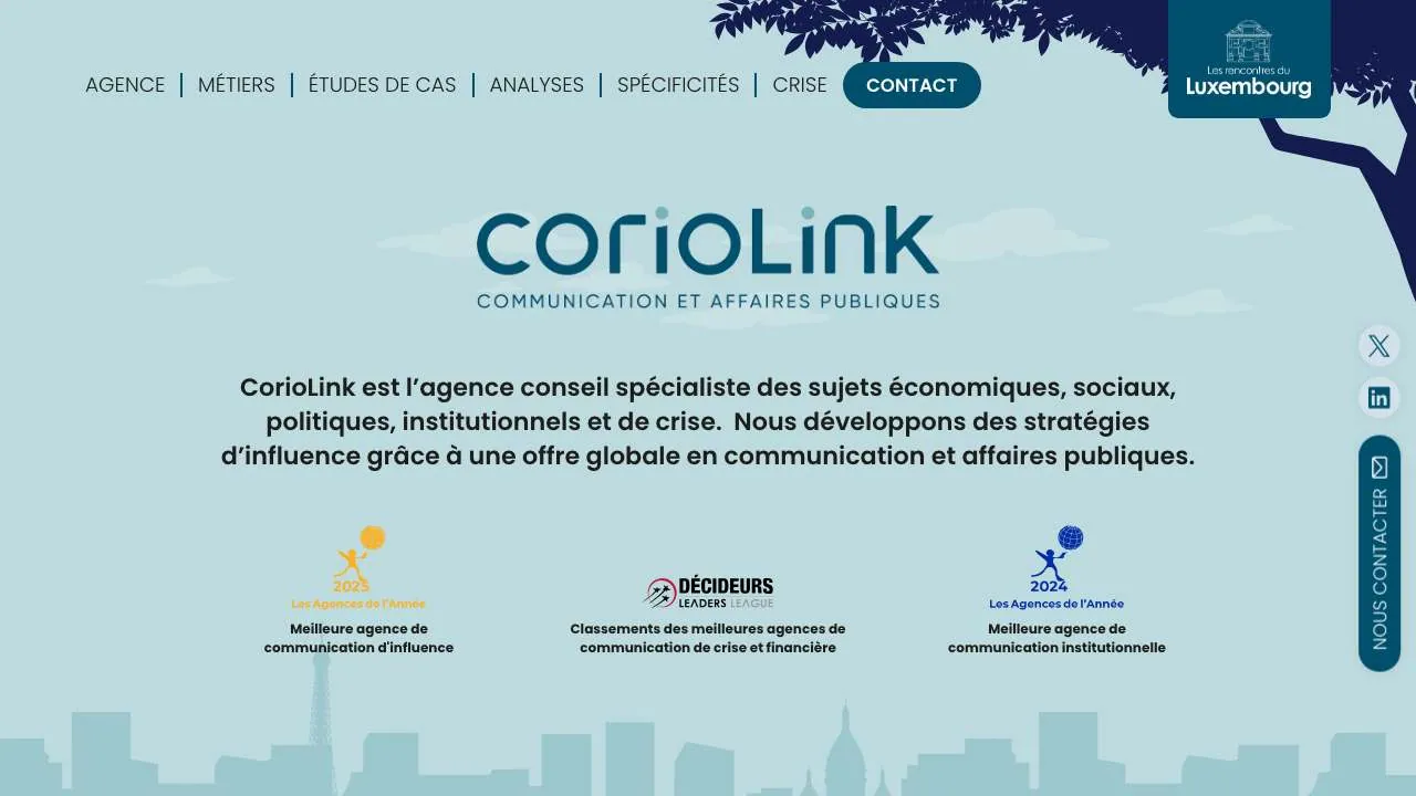 Startseite der Website der Public-Relations-Agentur Coriolink