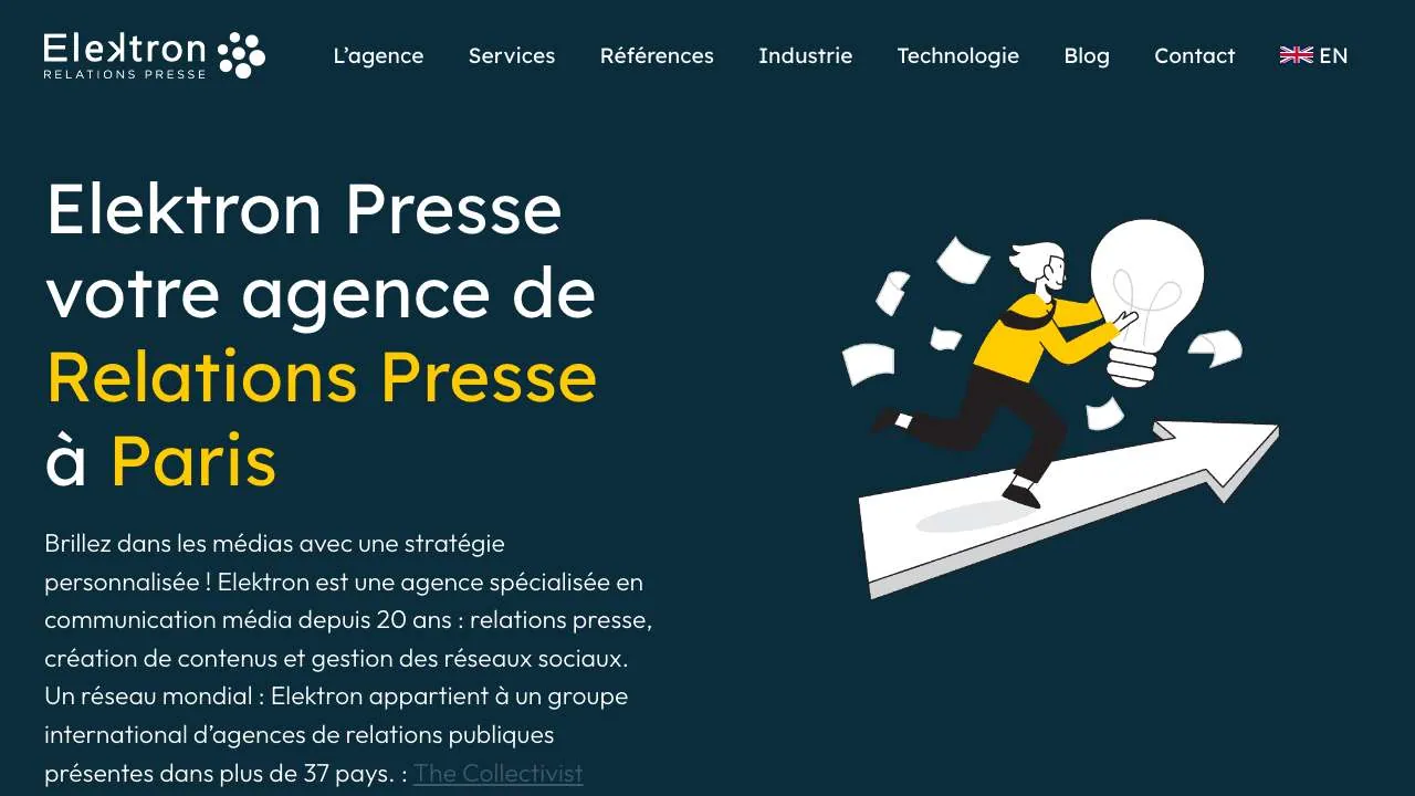 Startseite der Website der Presseagentur Elektron Presse